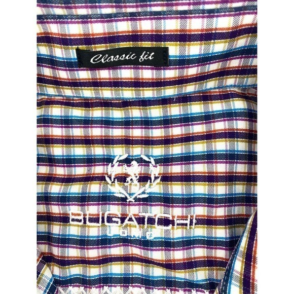 Bugatchi Long Sleeved Cotton Dress Shirt Multi Colored Checks Men's Size XL/XXL‎ - Picture 3 of 14
